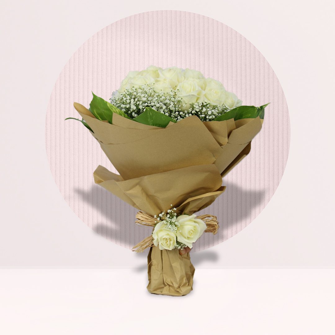 1 (13) order white rose flower bouquet online