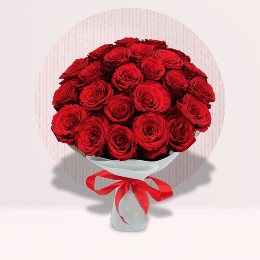 5 (10) Grand red roses bouquet with elegant wrapping and ribbon