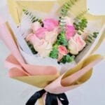 Pink Roses Eucalyptus Bouquet