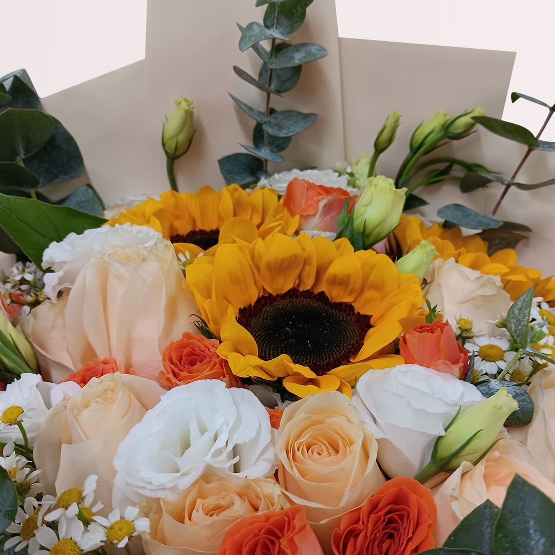 3 order rose sunflower bouquet online