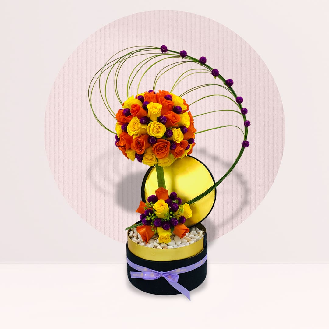 5 (1) order round bouquet box of flowers online