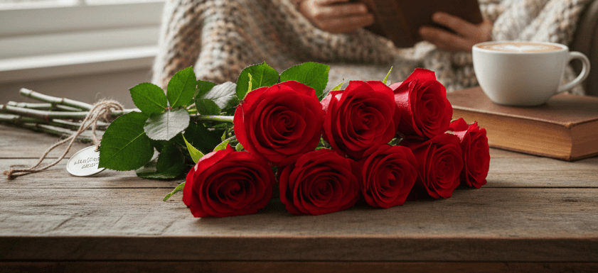 8 roses on Valentine’s Day symbolizing support and encouragement