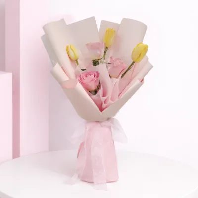 Graceful Mom Bouquet featuring roses and tulips arranged in an elegant bouquet for Mother’s Day gifting