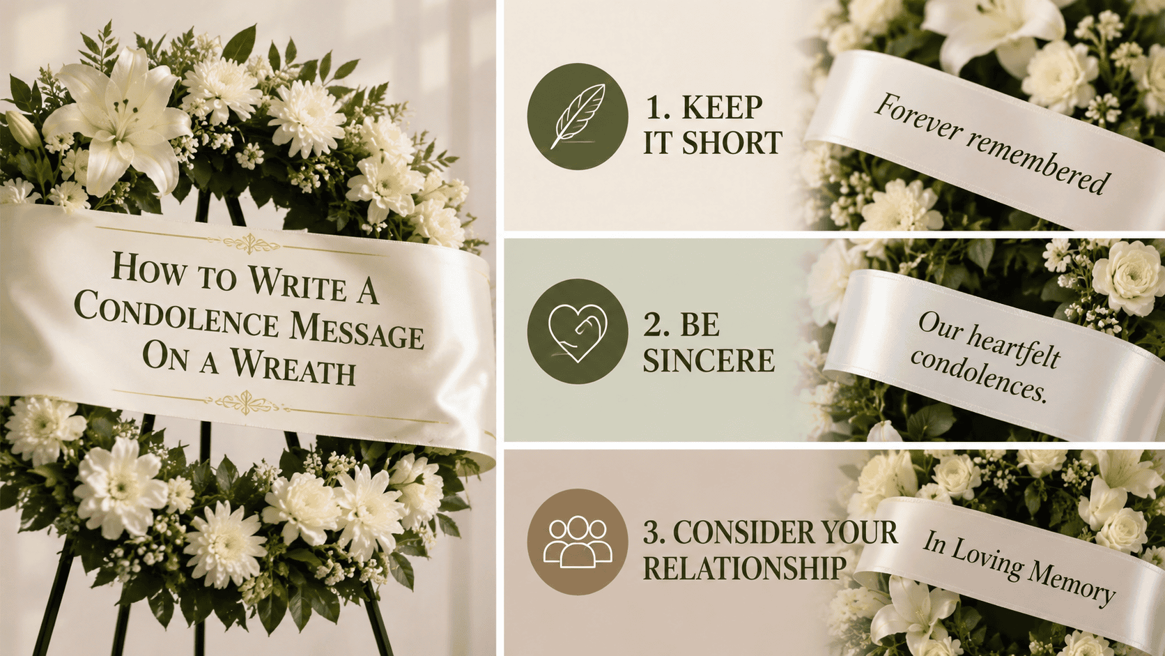 Close-up of a beautiful white funeral wreath with elegant flowers, representing heartfelt condolences, remembrance, sympathy, and respectful farewell.