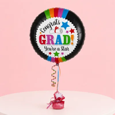 Congrats Grad party round foil balloon for graduation celebrations