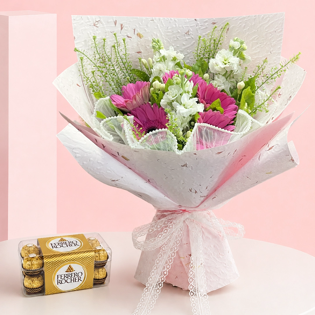 pink-gerbera-and-ferrero-bouquet
