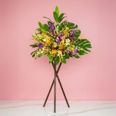 Orchid and Casa Blanca lily grand opening flower stand
