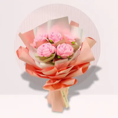 Graceful Pink Crocheted Roses