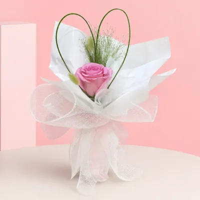 Single Pink Rose Bouquet
